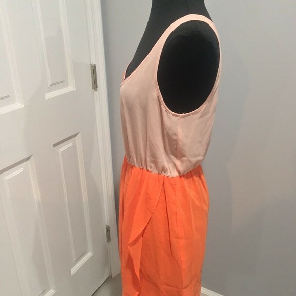UO Orange, Peach, Dress, Cinched Waist, Flowy, M - Picture 4 of 7